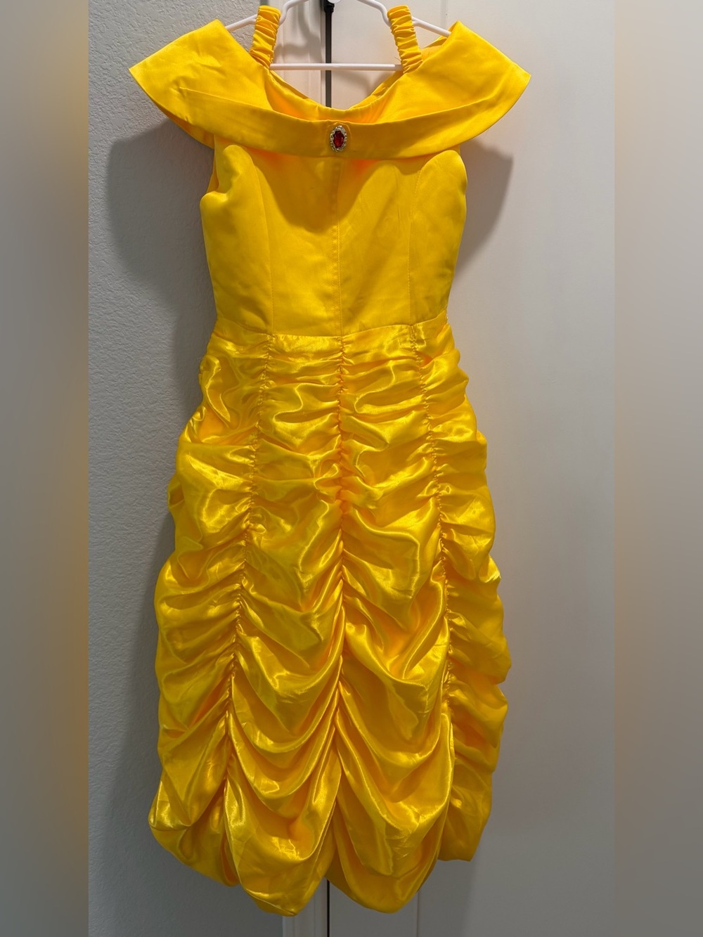 Disney Princess Belle Yellow Satin Tiered Ruffled Dress Costume 140/Size 10